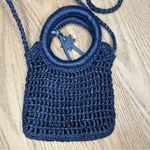 Manebi Net Bag Raffia Crochet Crossbody Navy Blue Mini Bag Photo 3