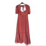 WAYF NWT Metallic Square Neck Puff Sleeve High-Low Open Back Faux Wrap Midi SM Photo 9