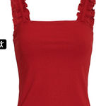 Intermix Red shirt ruffle straps, ribbed knit, size medium Photo 0