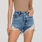 Good American Size 6/28 Bombshell Distressed Cutoff Shorts Blue646 Denim Photo 0