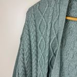 Chico's  Womens Cable Stitch Cardigan‎ Sz 1 (US M) Blue Open Front Comfort Office Photo 2