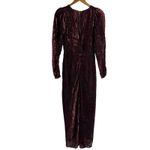 Ronny Kobo Wine Red Ruched Burnout Velvet Long Sleeve Midi Cocktail Dress 4 Photo 10