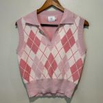 Argyle pink collared sweater vest Size XS Photo 0
