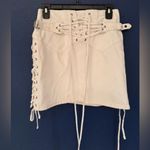 RE/DONE  70’s Lace-Up Skirt Mini High Rise Denim Women’s Vintage White Size 26 Photo 6