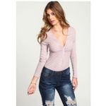 Love Culture  Twist Front Long Sleeve Bodysuit Photo 2