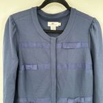 Vineyard Vines Navy Blue Snap Front Ribbon Bow Peplum Blazer Top Women's Size 10 Photo 1
