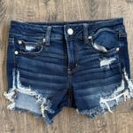 American Eagle  Dark Wash Distressed Denim Shorts Photo 0