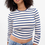 Gap NWT Striped Cropped Rib Long Sleeve T-Shirt Photo 0