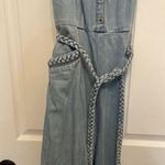Anthropologie  Paige Celia Braided Detail Denim Crop Jumpsuit in Santa Monica NWT Photo 2