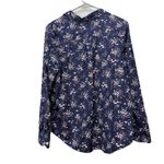 LL Bean Navy Blue Floral Wrinkle Free Pinpoint Oxford Long Sleeve Shirt Size XL Photo 6