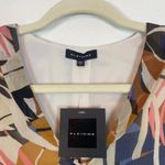 Pleione NWT  Women's‎ L Colorful Tropical Leaf Print Sleeveless Ruffle Blouse Top Photo 3