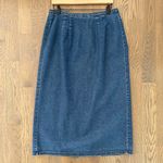 Talbots Vintage Embroidered Chambray Denim Wrap Maxi Skirt in Blue Size Large Photo 5
