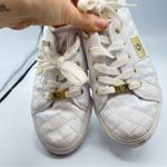 G by Guess  White Faux Leather Quilted Lace Up Sneakers Womens 8 Photo 4