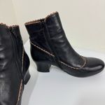 Miz Mooz Fido Ankle Boots Black & Beige Size 8.5 Leather Block Heel Victorian Photo 6