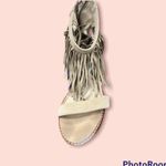 Sol Sana  Fringe Suede Sandal Shoes - Tobi Heel - Size 8 taupe tan Photo 4