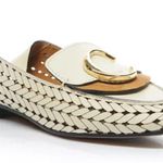Chloé NEW NIB Chloe C Lasered Woven Leather Loafers In White Photo 3