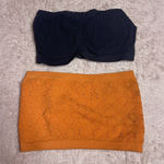 2 Bandeau Bra Womens Size M Strapless Underwire Seamless Smooth Bralette Orange Size M Photo 0