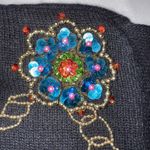 Jessica Roberts Vintage 80s/90s Embellished Floral Sweater Long Sleeve Women's Black Size M Photo 5