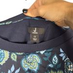 Jason Wu  1X Floral Print Navy‎ Blue Long Sleeve Crewneck Pullover Top Photo 1