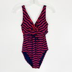 Tommy Bahama Sea Swell Faux Wrap Stripe One Piece Swimsuit Red Navy Size 4 Photo 3