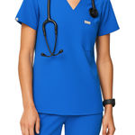 FIGS Catarina One-Pocket Scrub Blue Womens Top Size L Photo 0