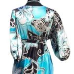 Cache  Tropical Black White Blue Silk Dress Adjust Draw Waist Belt New $188 NWT Photo 3