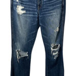 American Eagle  Outfitters Size 8 Jeans Long Distressed High Rise Flare Blue 763 Photo 0