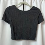 SheIn Solid Gray Ruched Short Sleeve Crop Top Cotton T-Shirt Size Medium Photo 2