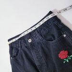 ZARA Relaxed Jeans Floral Embroidered High Rise Black Denim Photo 4