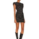 IRO NWT  Metallic Deep V Ruched Mini Dress Black White Size 36 US 4 Photo 5
