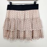 Y2K Deb Mini Skirt Womens Large Boho Chic Cottagecore Vintage Floral Ruffled Tan Photo 3