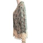 Entro Women's Floral Vest Type Open Cardigan Crochet Trim Wide Sleeves Sz L Chic Photo 3