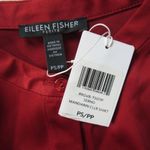 Eileen Fisher NWT  Mandarin Collar Shirt in Serrano Red Satin Button Tunic PS Photo 3