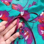 Modcloth • Jade Floral poppy print Peter Pan collar blouse chiffon bow tie neck Photo 6