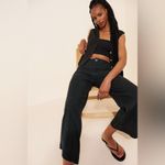 Maeve  Anthropologie The Colette Linen Blend Crop Wide-Leg Pants in Black Photo 12