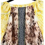 Fig and Flower‎ Boho Mixed Animal Print Blouse Top Size Medium Bohemian Peasant Yellow Photo 8
