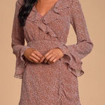 Lulus LULU’S Zoelle Burgundry Floral Print Ruffle Mini Dress Sz M Photo 0