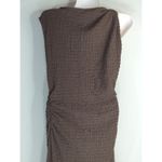 ZARA  Expresso Brown Textured Knot Ruched Side Maxi Dress LARGE Modest Preppy Photo 10