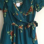 Superfoxx Teal Green Floral V Neck Short Sleeve Asymmetrical Hem Wrap Dress New Photo 5