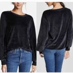 Nation LTD. Kiera Black Velvet Lantern Puff Sleeve Slouchy Crewneck Top sz Small Photo 1