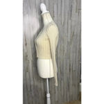 Nasty Gal Ivory Ribbed Cropped Cardigan Sweater V-Neck Button-Up Women's Small Photo 3