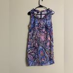 Talbots  Size 10 Paisley Shift Dress Mini Ruffle Neck Garden Party Maximalist Photo 1