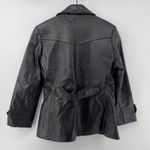 Reza Duro Leather Jacket Double Breasted Button Front Peacoat Black Women L Size L Photo 3