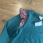 J.Crew Women’s Floral Ruffle Sleeve Green Sweatshirt Size XS M0475 Photo 4