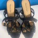 American Eagle  Black Lace Wedge Sandals Photo 2