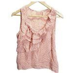 Halogen  Womens Sleeveless Shirt Size Medium Pink Ruffle Lightweight Flowy Photo 0