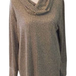 Jones New York NWT szM long sleeve heathered grey tan cowl neck high low tunic Photo 0