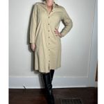 Blair  Tan Khaki Button Up 100% Cotton Midi Dress Size Small Photo 5
