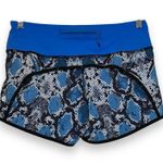 Lululemon Run Speed Shorts Womens Size 4 Blue Snake Print Stretch 4" Inseam Gym Photo 1