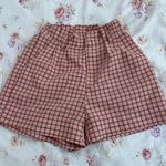 Lottie Moss Pink and White Plaid Shorts Photo 5